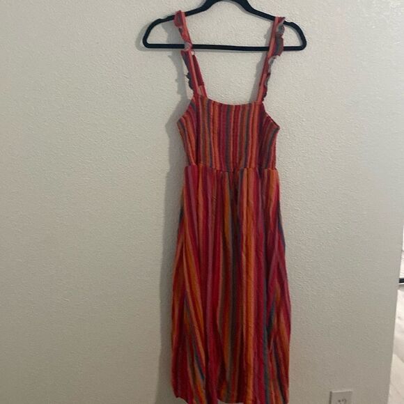 Torrid- Midi Pink multicolored Striped Sun Dress- Size M 8-10 - Picture 4 of 11